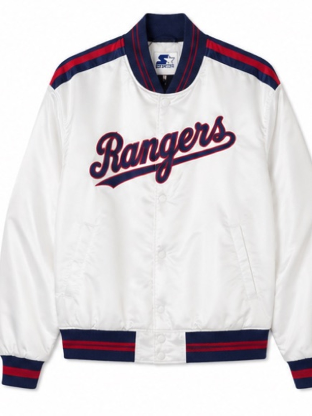 Starter Texas Rangers Satin Jacket White Snap Front MLB Baseball Women's